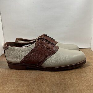 Orvis Saddle Casual Shoes Men Size 13 Beige Brown Leather Comfort Plain Oxford